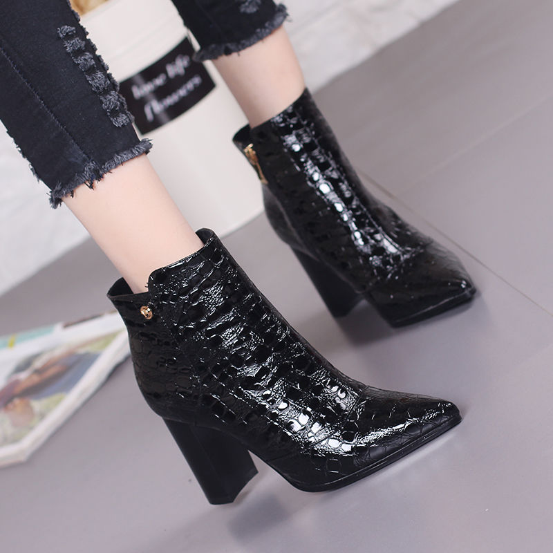 Patent Leather Boot Block Heel