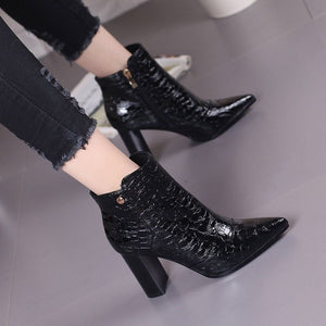 Patent Leather Boot Block Heel