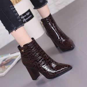 Patent Leather Boot Block Heel