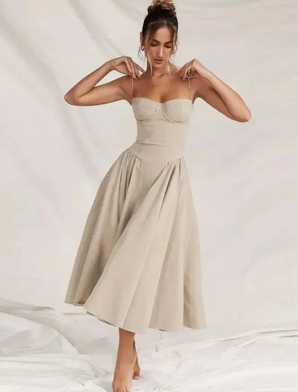 Women's Summer Dress White Lightweight Polyester V-Neck