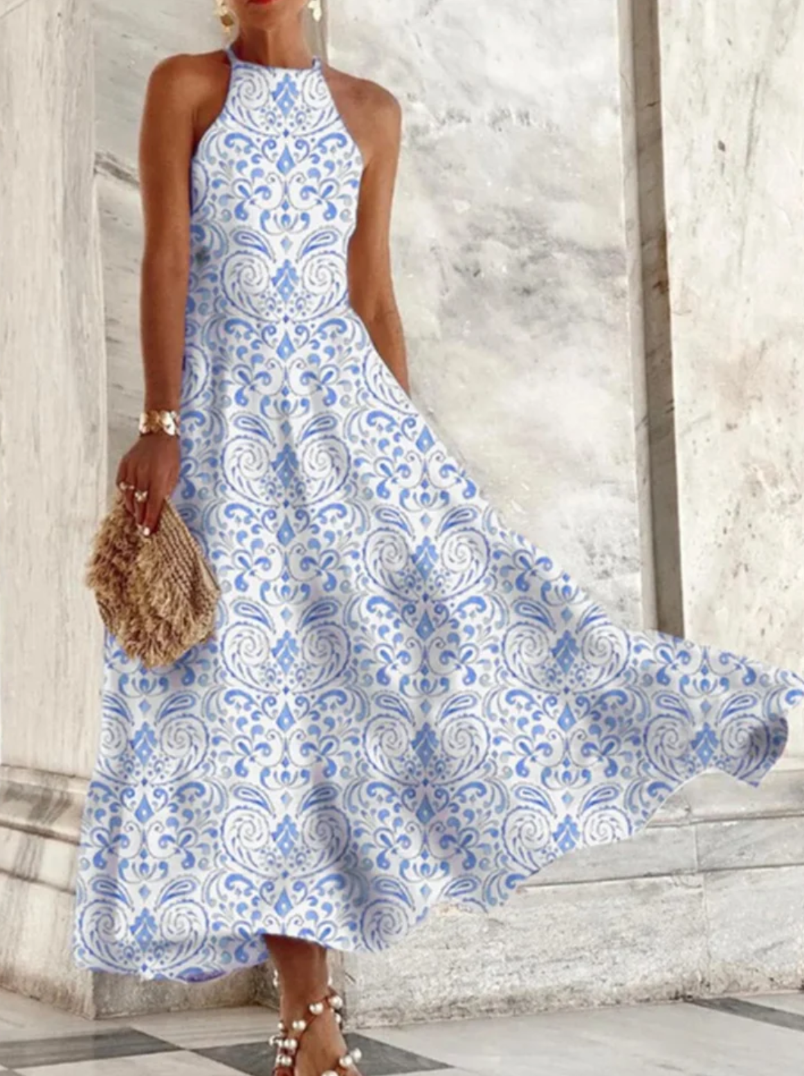 Women's Summer Dress White Polyester Short Sleeve A-Line