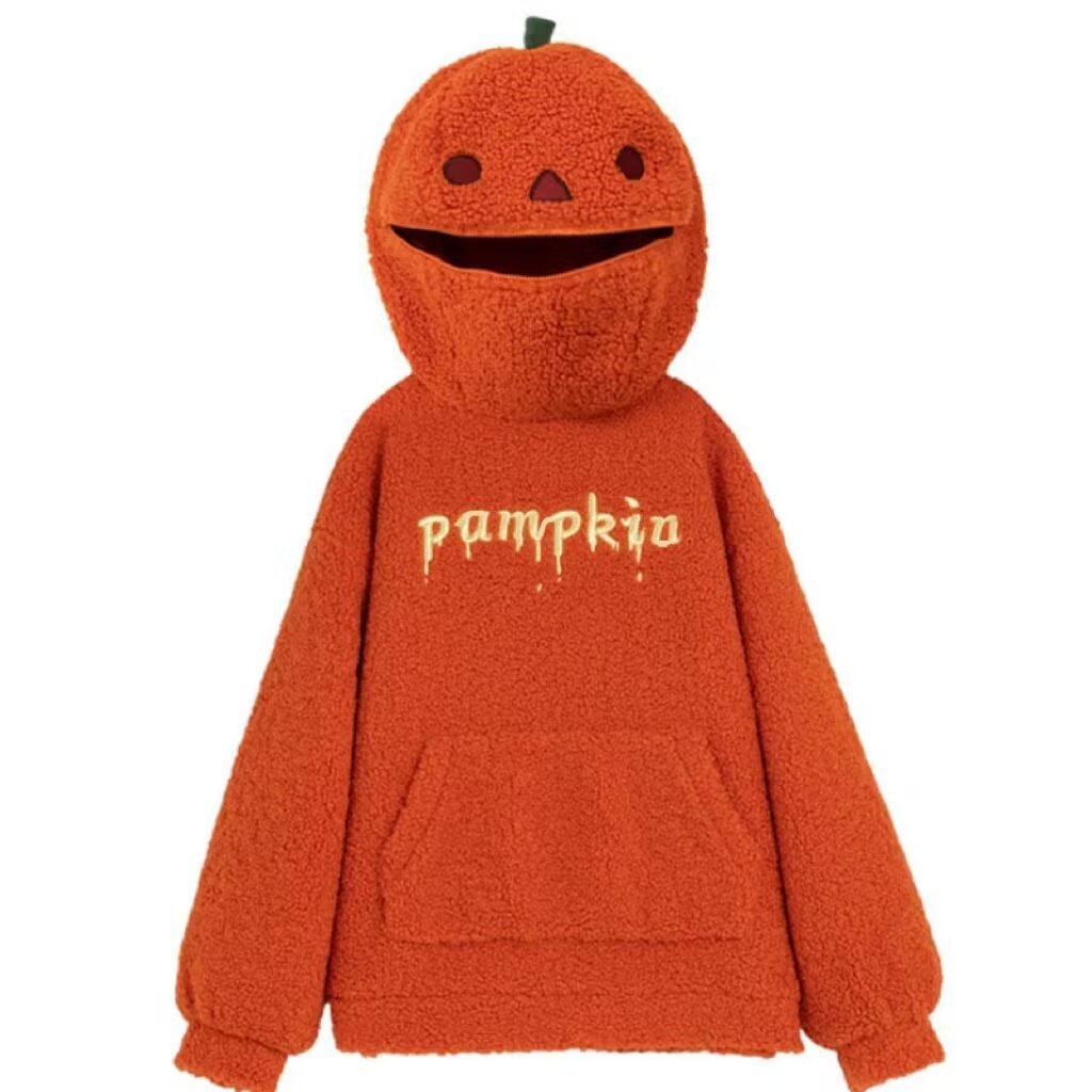 Women's Oversized Sweatshirt Orange Polyester Pumpkin Print