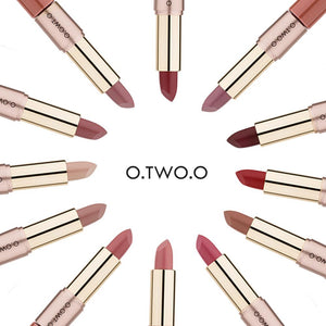 O.TWO.O 2 in 1 Matte Lipstick Lips Makeup Cosmetics Waterproof Pintalabios Batom Mate Lip Gloss Rouge 12colors can choose