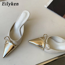 Load image into Gallery viewer, Spring New Pointed Toe Women Slipper Fashion Butterfly-knot Shallow Slip On Ladies Mules Shoes Thin High Slides
