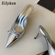 Load image into Gallery viewer, Spring New Pointed Toe Women Slipper Fashion Butterfly-knot Shallow Slip On Ladies Mules Shoes Thin High Slides
