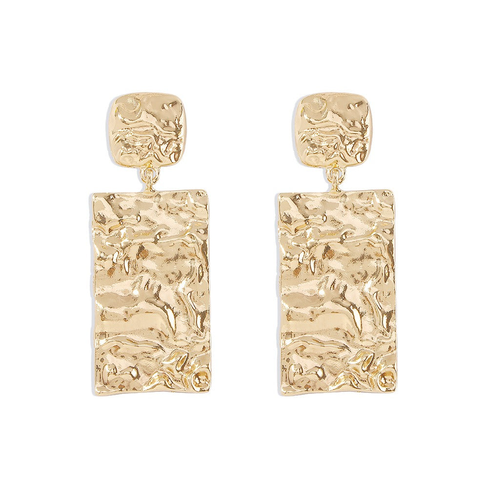 Alloy pleated and minimalist earrings with retro creative geometric texture earrings
