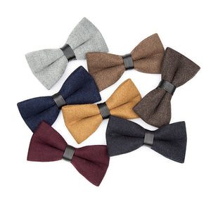 Men's Bow Knot Solid Color Wool Bow Tie Single Product Evening Dress Retro