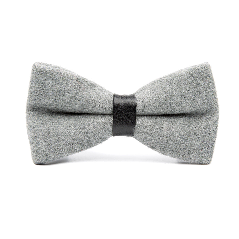 Men's Bow Knot Solid Color Wool Bow Tie Single Product Evening Dress Retro