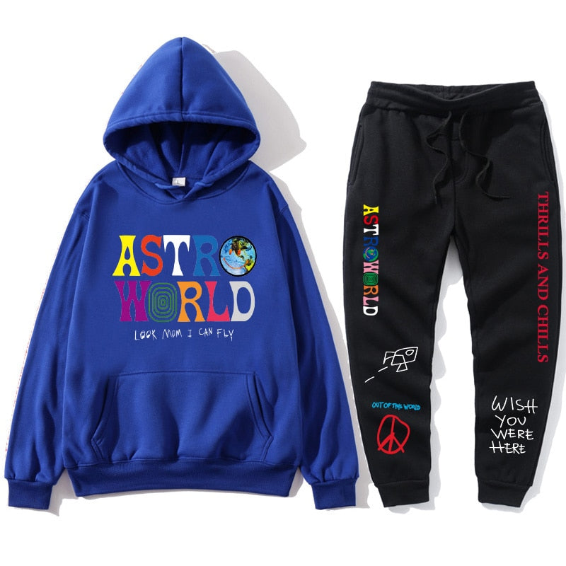 TRAVIS SCOTT ASTROWORLD  HOODIES Letters Print Sweatshirt+Sweatpant  men's Pullover Sweatshirt Hoodie Sports Pants tracksuit men