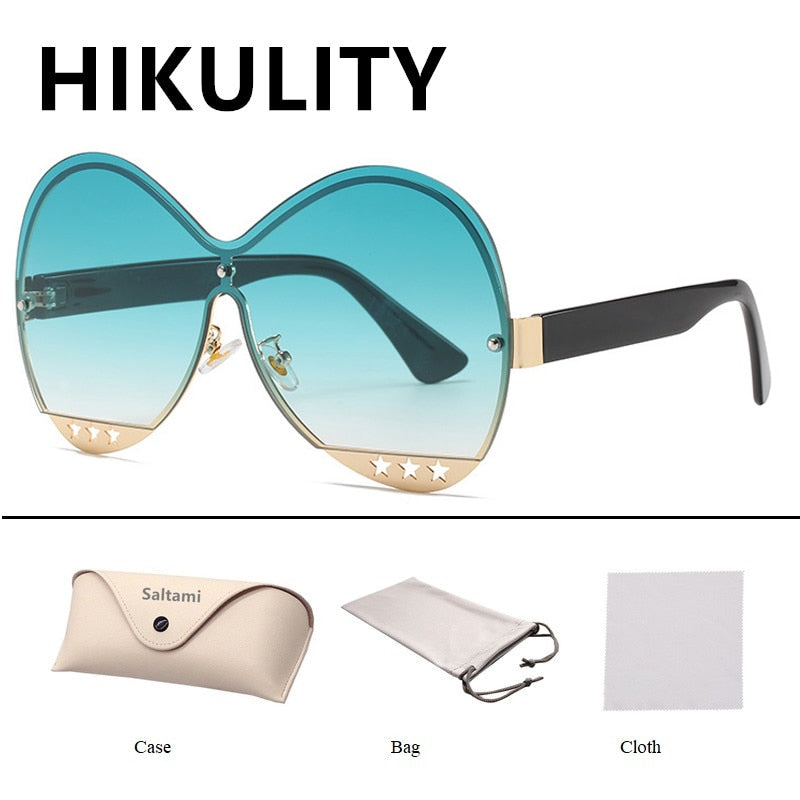 Gradual Color Runway Sunglasses Female Fashion Hollowed Out Five-Star Metal Trend Sunglasses