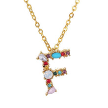 Load image into Gallery viewer, 26 Letters alphabet necklace personality simple inlaid color diamond zircon pendant
