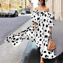 Load image into Gallery viewer, Boho Dress Off Shoulder Polka Dot Dress Women Casual Maxi Dress

