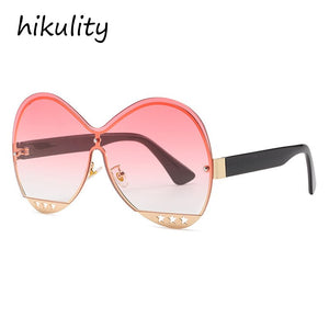 Gradual Color Runway Sunglasses Female Fashion Hollowed Out Five-Star Metal Trend Sunglasses