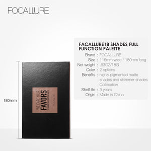 FOCALLURE 18 Colors Palette Shimmer Matte Pigment Eye Shadow Cosmetics Mineral Nude Glitter Eye Makeup Beauty