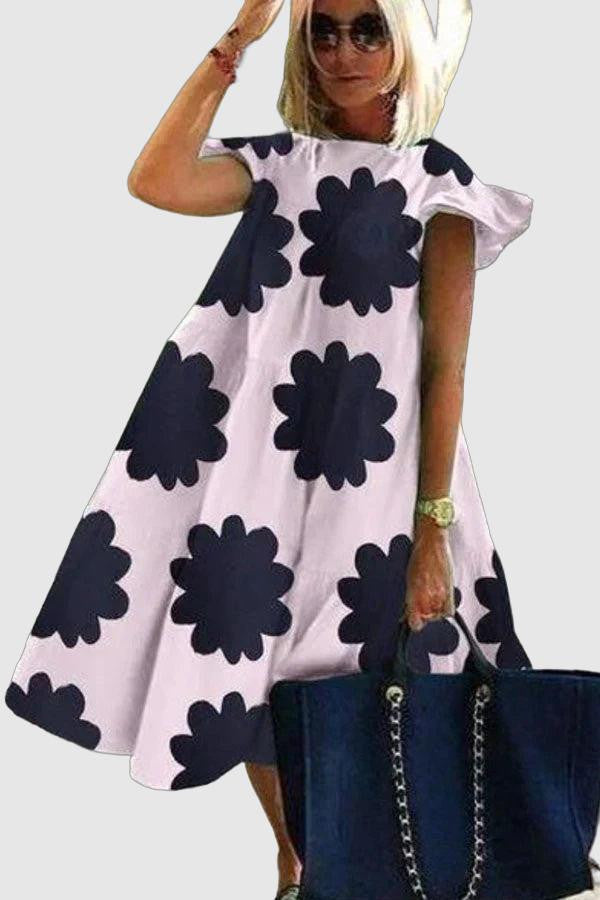 Women's A-Line Dress Floral Print Short Sleeve Polyester