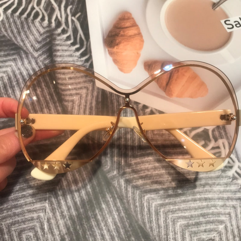 Gradual Color Runway Sunglasses Female Fashion Hollowed Out Five-Star Metal Trend Sunglasses