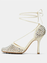 Load image into Gallery viewer, Processing Time:7-15 days after placing orders Women's Summer Fashion Sexy Hollow Out Water Diamond Mesh Bread Head Sandals European and American High Heel Show Shoesdals
