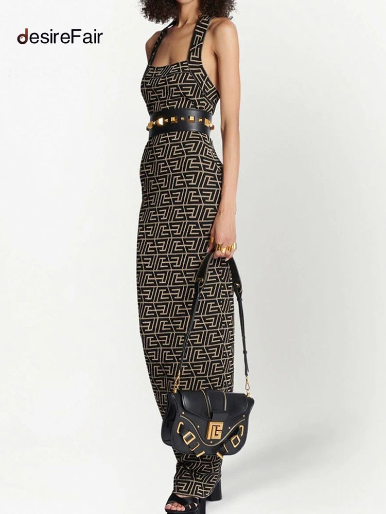 desireFair 2023 Sexy Street Style Fashion Design Hanging Neck Smocked Slim Type Summer Women Wear Sleeveless Square Neck Dresses