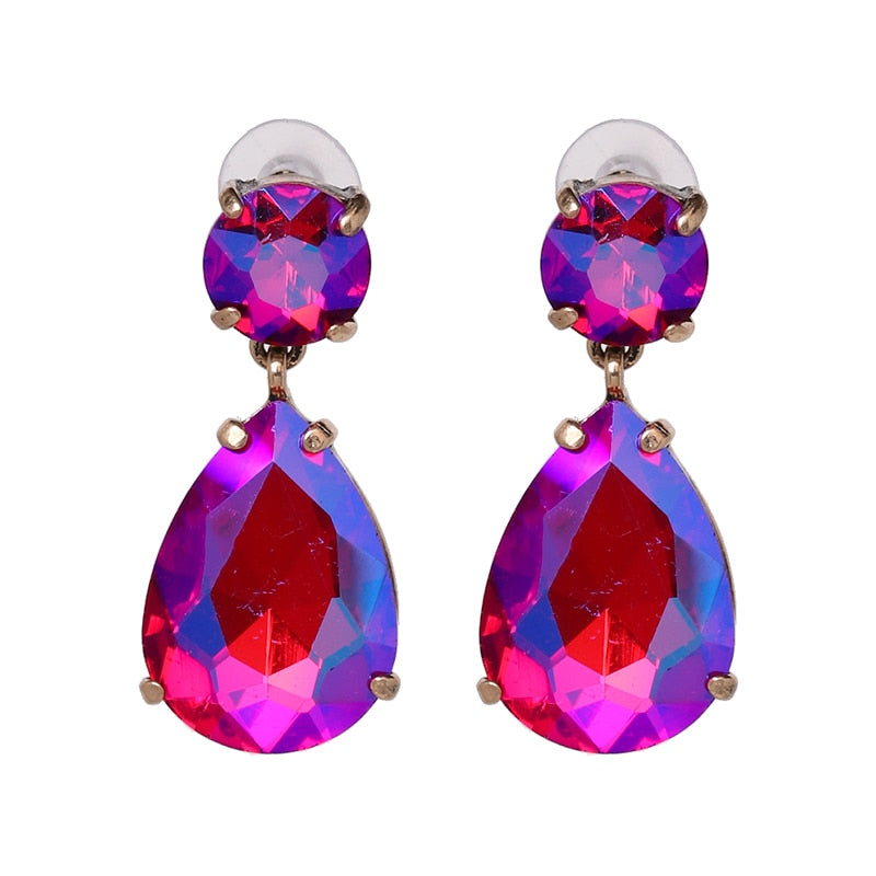 Wholesale Vintage Austria Crystal Rhinestone Water Drop Geometric Dangle Earrings Fashion Wedding Jewelry For Women  Trend