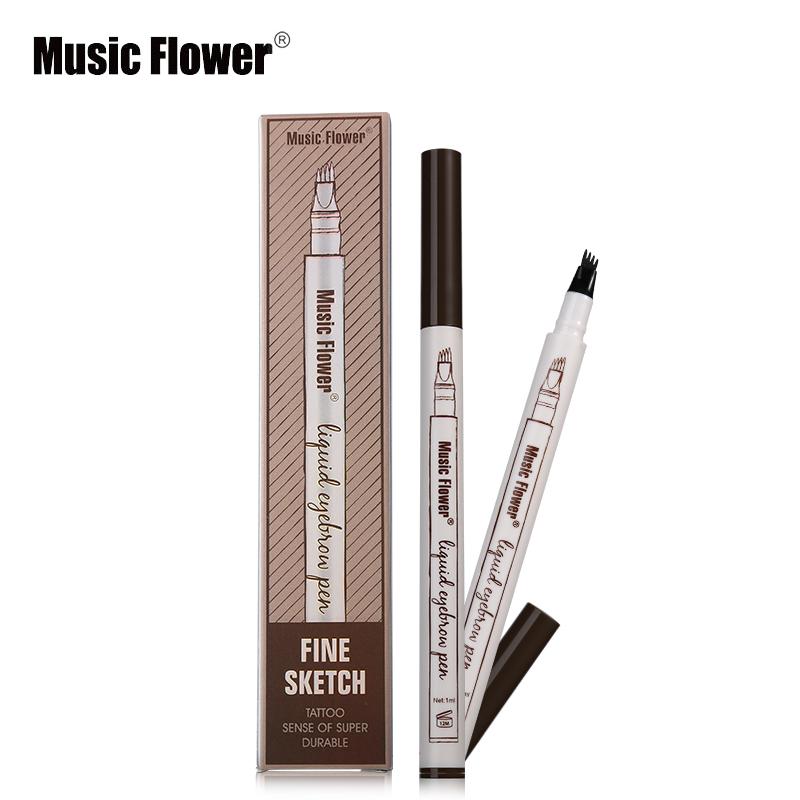 Music Flower Brand Makeup 3 Colors Fine Sketch Liquid Eyebrow Pen Waterproof Tattoo Super Durable Eye Brow