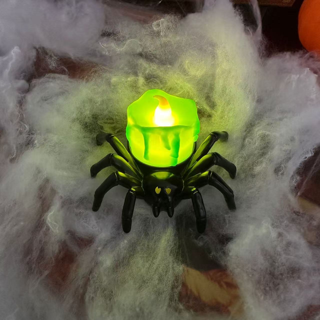 Halloween Spider Candle Lamp Orange Plastic LED