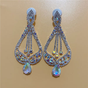 Exaggerated Queen Rhinestone Earrings for Women Fashion Long Letters Pendant Earring Fashion Shiny Party Costume Jewelry