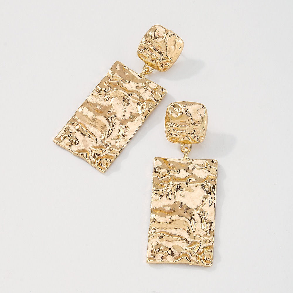Alloy pleated and minimalist earrings with retro creative geometric texture earrings