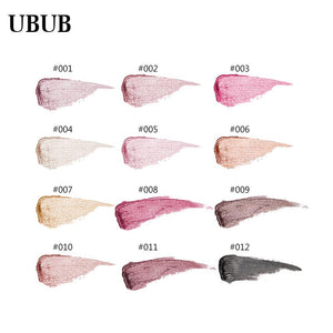 UBUB 12 Colors Glitter Metallic Lip Gloss Matte Waterproof Lip Stick Moisturizing Liquid Lipstick Makeup Cosmetic