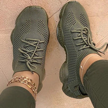 Load image into Gallery viewer, Air Mesh Women Sneaker Sock Shoes Summer Breathable Cross Tie Platform Round Toe Casual Fashion Sport Lace Up Female Girl
