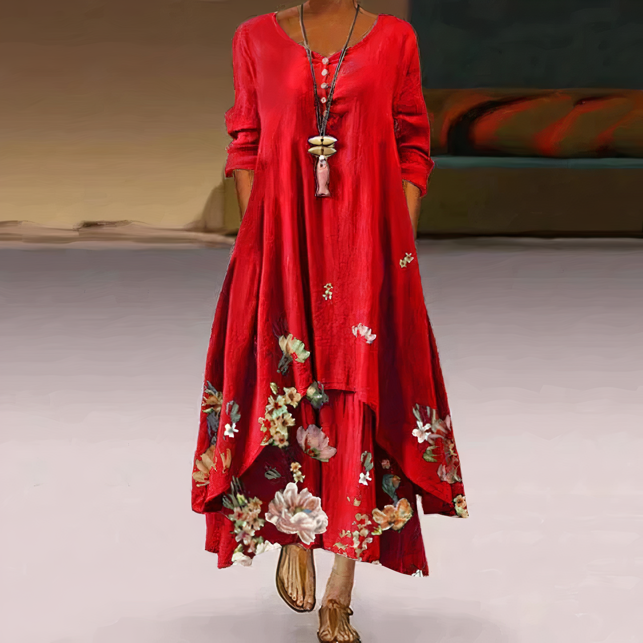 Women's A-Line Dress Green Polyester All-Season