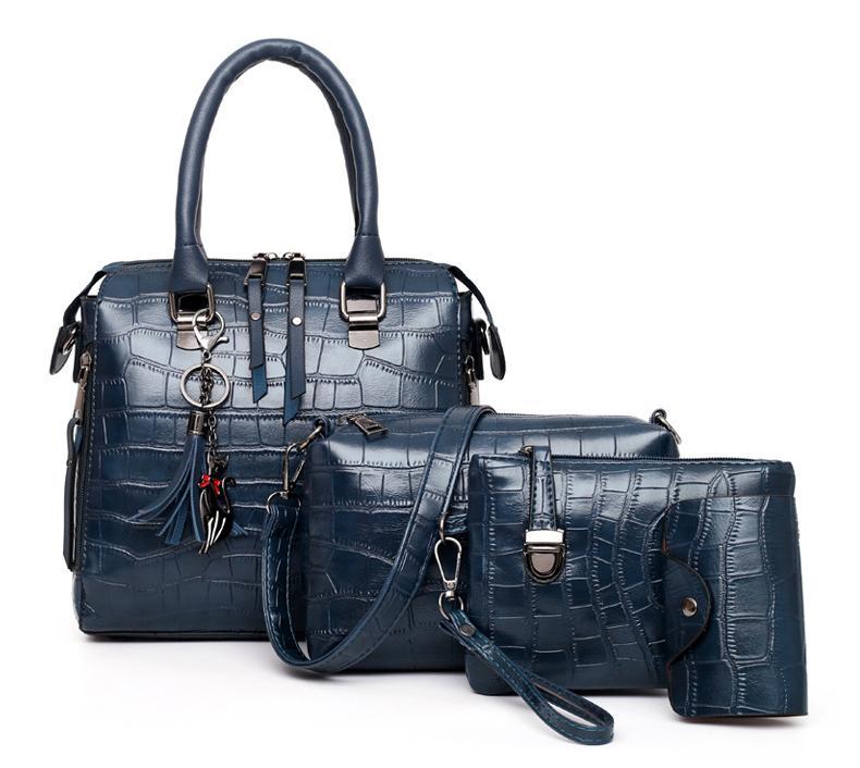 Women's 4-Piece Bag Set Black One Size Faux Leather
