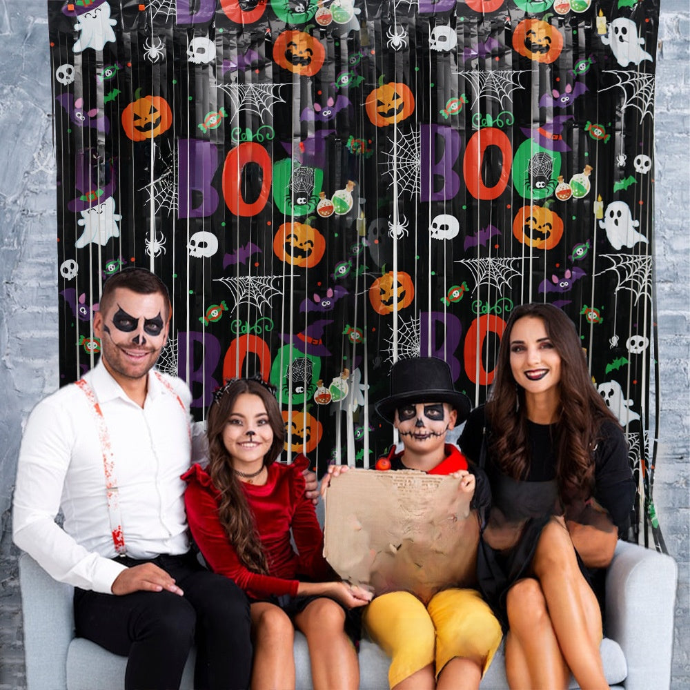 Halloween Decoration Curtain Bat Ghost Pumpkin Plastic Outdoor Party Prop