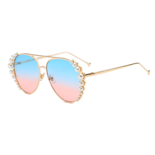 Personality Pearl Sunglasses Women Fashion Sunglasses Driving Sunglasses Ocean Sheet Glasses