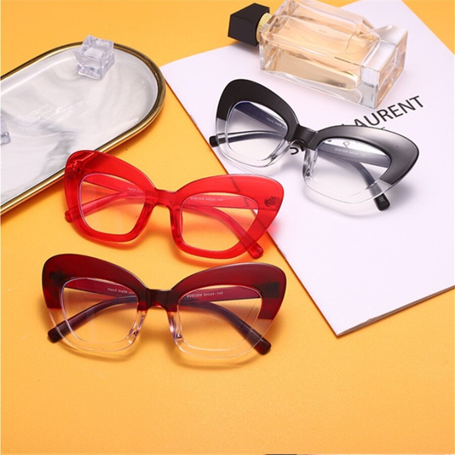 New Fashion Vintage Anti Blue Light Cat Eye Women Glasse Retro Designer Eyeglasse Frame Ladies Ins Trending Clear