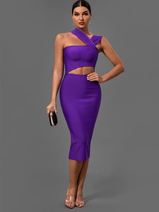 Bandage Dresses for Women  Purple Bodycon Dress Evening Party Elegant Sexy Cut Out Midi Birthday Club Outfit Summer New