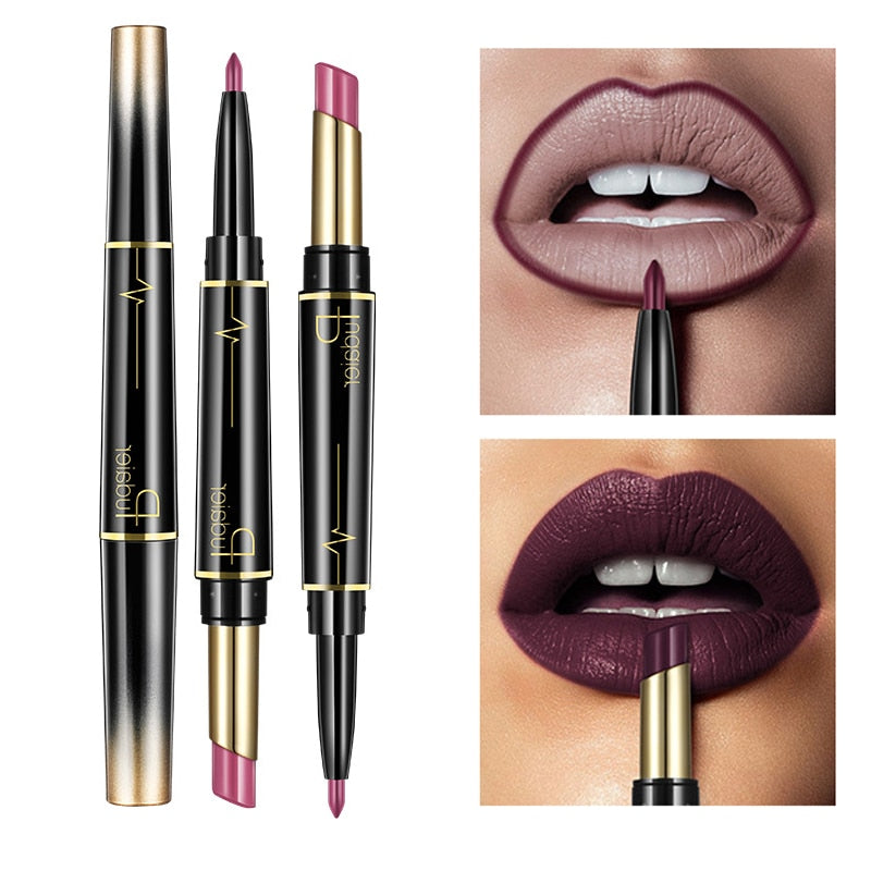 Matte Lipstick Wateproof Double Ended Long Lasting Lipsticks Brand Lip Makeup Cosmetics Nude Dark Red Lips Liner Pencil