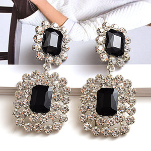 Fashion Earrings Atmospheric Diamond Round Geometric Rhinestone Women's Accessories