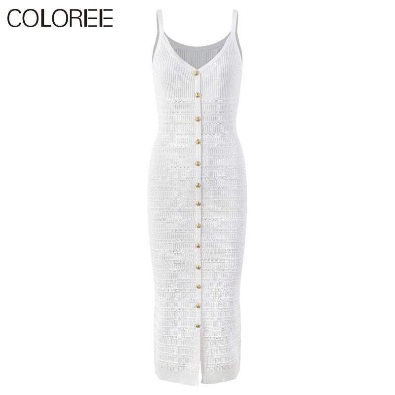 Spring New In Knitwears 2023 Luxury Designer Gold Buttons V-neck Long Sleeve Knitted Sweater Women Casual White Black Cardigans