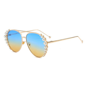 Personality Pearl Sunglasses Women Fashion Sunglasses Driving Sunglasses Ocean Sheet Glasses