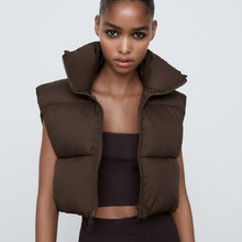 Load image into Gallery viewer, Autumn Stand Collar Cotton Vests Women Elegant Solid Simple Zipper Coats
