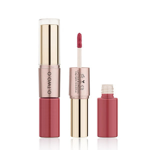 O.TWO.O 2 in 1 Matte Lipstick Lips Makeup Cosmetics Waterproof Pintalabios Batom Mate Lip Gloss Rouge 12colors can choose