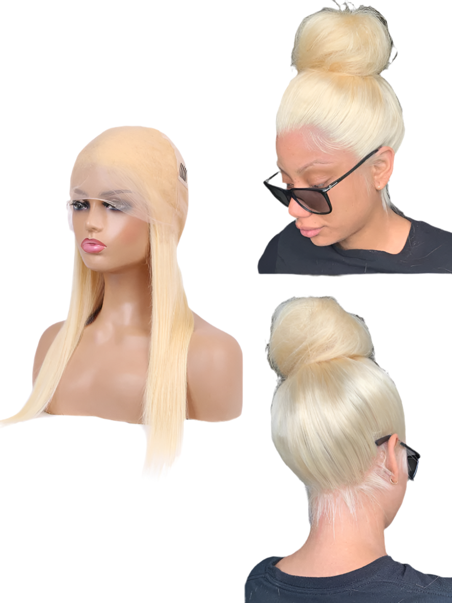 360 Full Lace Wig Human Hair Pre Plucked 613 Blonde Colored Lace Front Wigs Bone Straight Ponytail Human Hair Lace Frontal Wig