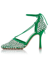 Load image into Gallery viewer, Processing Time:7-15 days after placing orders Women's Summer Fashion Sexy Hollow Out Water Diamond Mesh Bread Head Sandals European and American High Heel Show Shoesdals
