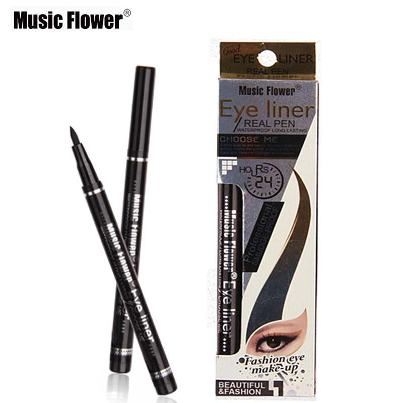 Music Flower New Makeup Cosmetic Black Eyeliner Waterproof Eye Liner Pencil Shadow KAJAL Gel Eyeliner Make up Smokey Eye