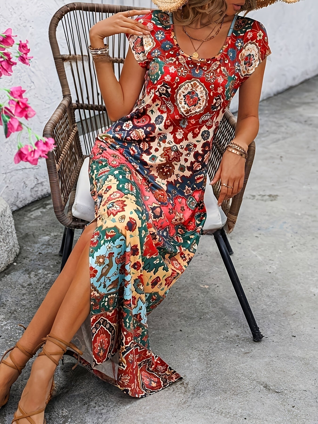 Women's Maxi Dress Multicolor Rayon Blend