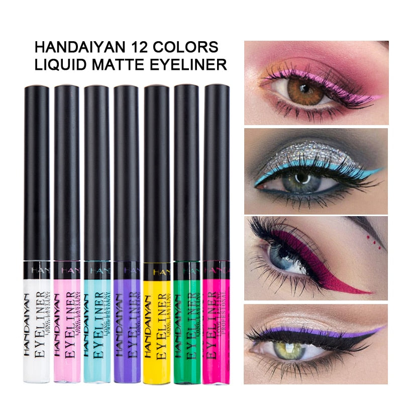 HANDAIYAN 12 Color Liquid Eyeliner Waterproof Long Lasting Sexy Charming Soft Sponge Eye Liner Pencil Eye Cosmetics TSLM1