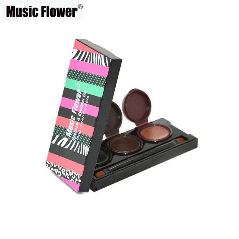 Music Flower Brand Makeup Eyeliner Gel & Eyebrow Powder Palette Waterproof Lasting Smudgeproof Cosmetics Eye Brow Enhancers