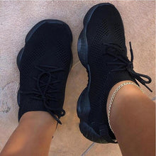 Load image into Gallery viewer, Air Mesh Women Sneaker Sock Shoes Summer Breathable Cross Tie Platform Round Toe Casual Fashion Sport Lace Up Female Girl
