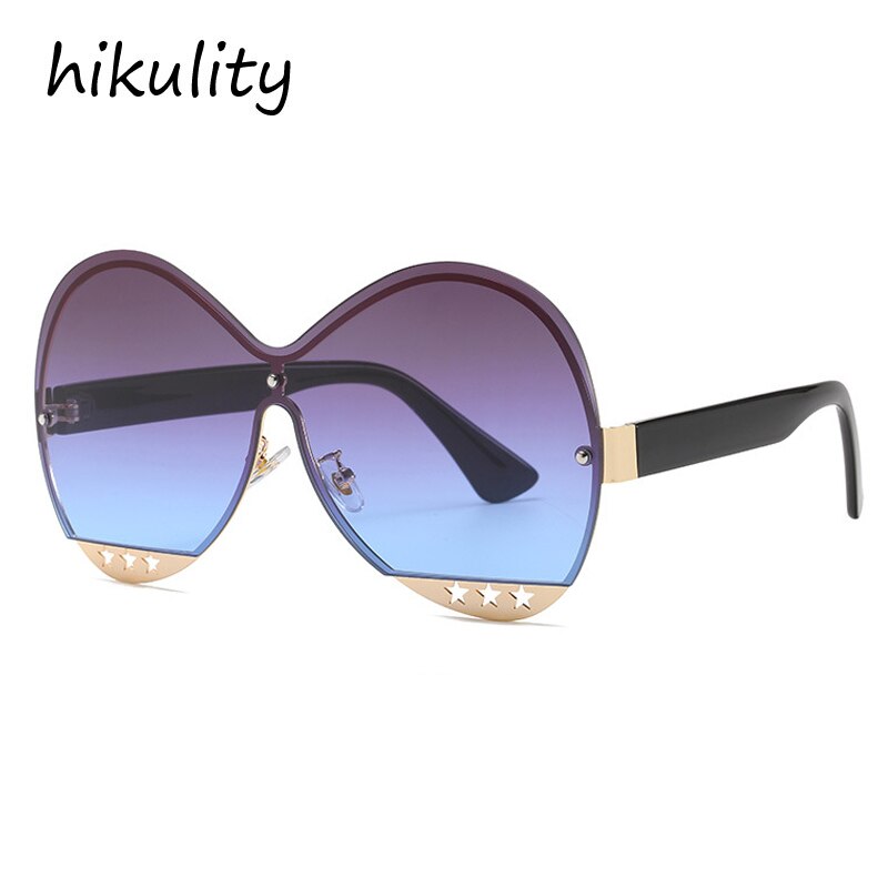 Gradual Color Runway Sunglasses Female Fashion Hollowed Out Five-Star Metal Trend Sunglasses