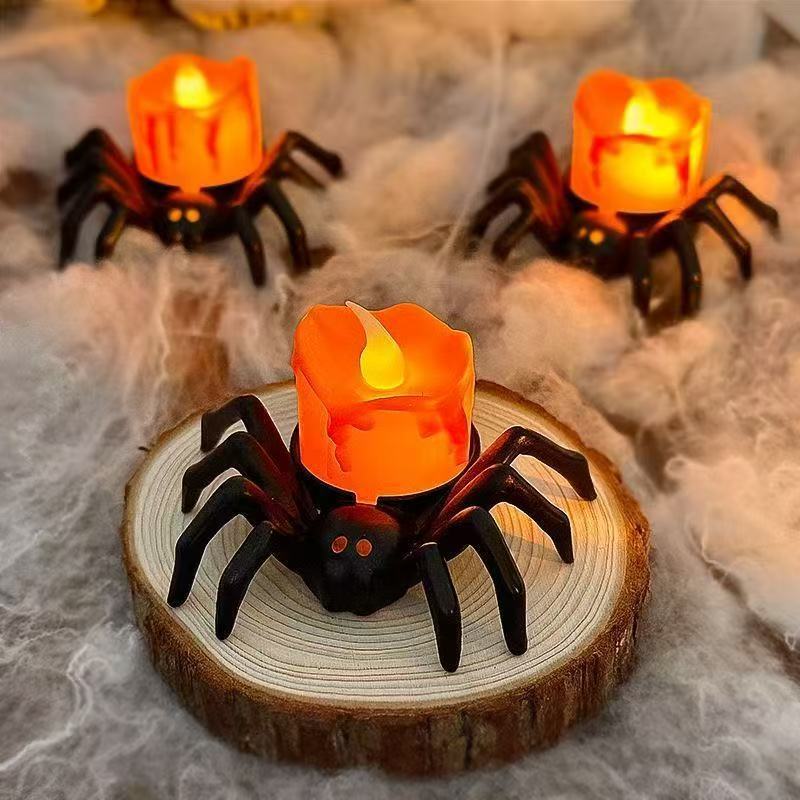 Halloween Spider Candle Lamp Orange Plastic LED